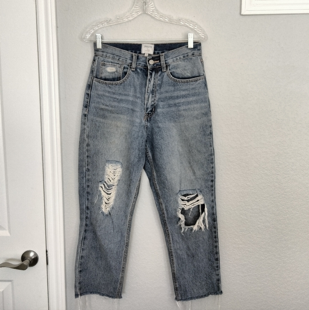 Twelve Distress High Rise Jeans - Picture 2 of 8